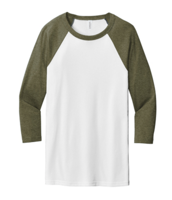 Bella + Canvas Unisex 3/4 Sleeve Baseball Tee 3200