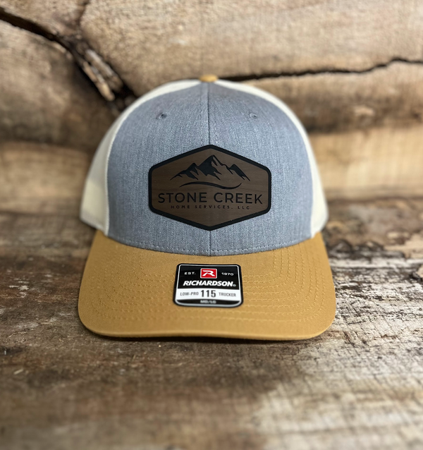 Richardson 112 Trucker Cap with Custom Leather Patch (Tri-Color)