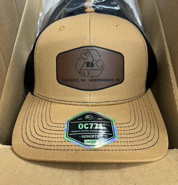 Outdoor Cap OC771 Trucker Cap with Custom Leather Patch