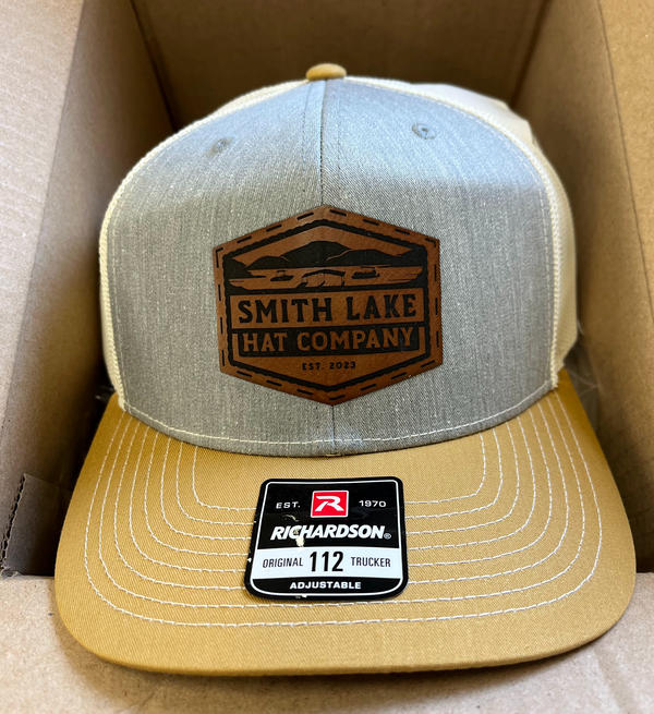 Richardson 112 Trucker Cap with Custom Leather Patch (Tri-Color)