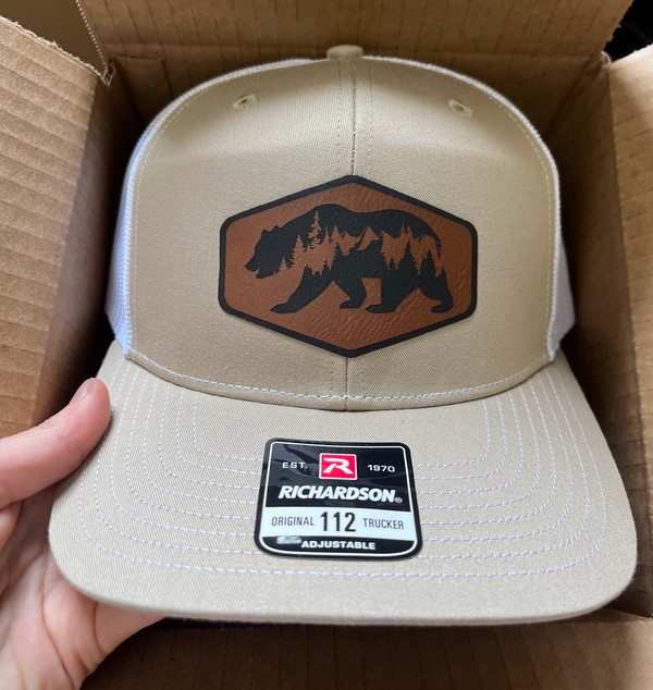 Richardson 112 Trucker Cap with Custom Leather Patch (Two Color)