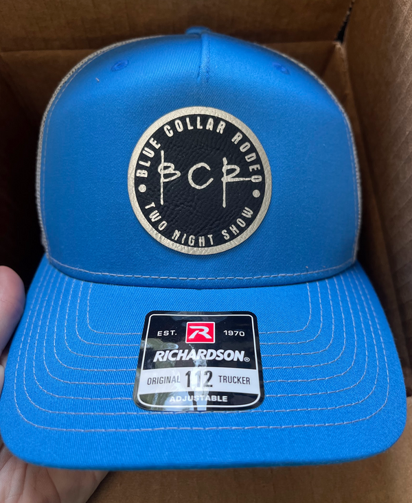 Richardson 112FP Five Panel Trucker Hat with Custom Leather Patch