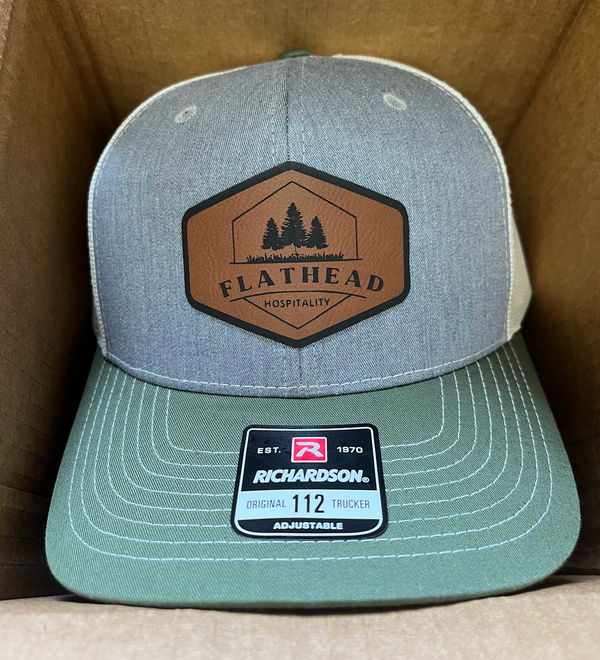 Richardson 112 Trucker Cap with Custom Leather Patch (Tri-Color)