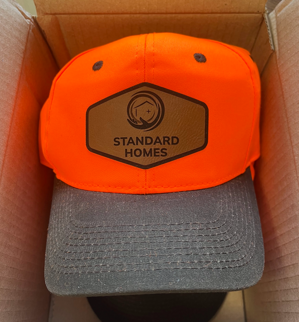 Outdoor Cap 550IS Blaze Orange Cap with Custom Leather Patch