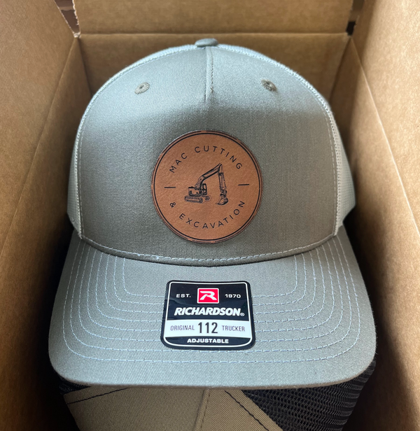 Richardson 112FP Five Panel Trucker Hat with Custom Leather Patch