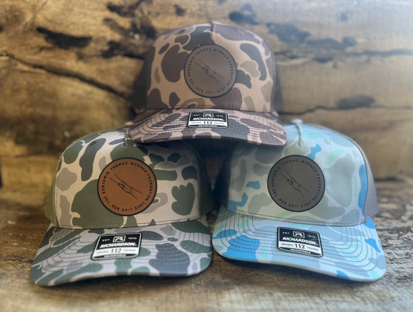 Richardson 112PFP Camo Five Panel Trucker with Custom Leather Patch