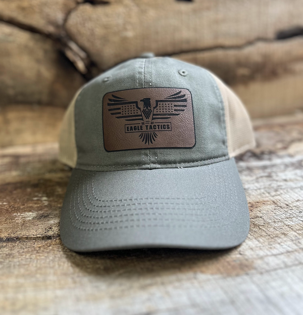 Outdoor Cap FWT-130 Garment Washed Trucker with Custom Leather Patch