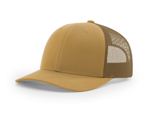 Richardson 112 Trucker Cap with Custom Leather Patch (Solid Colors)