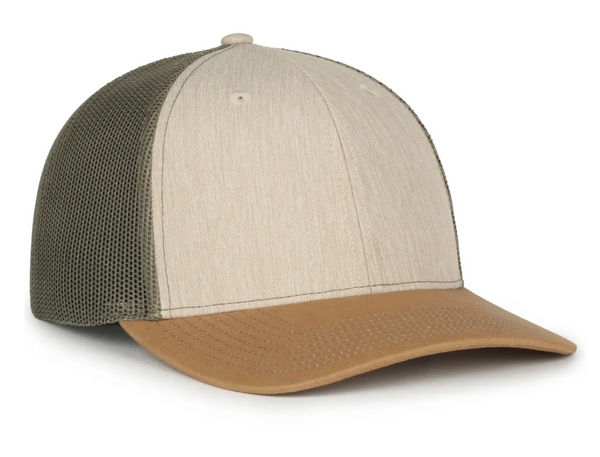 Outdoor Cap OC770 Low Profile Trucker Cap with Custom Leather Patch