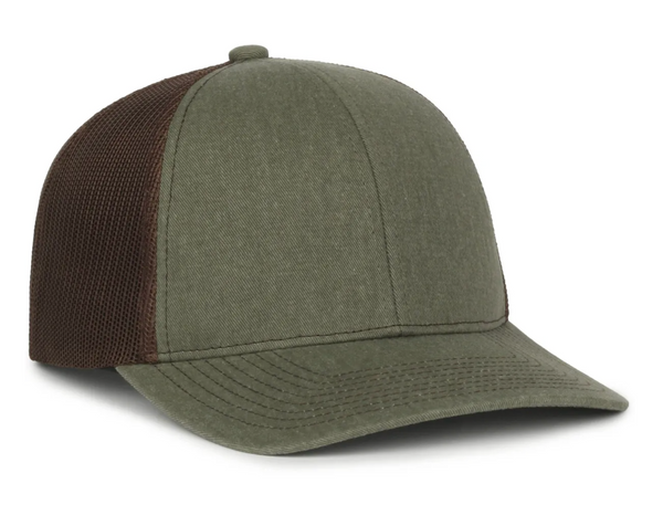 Outdoor Cap PDT20M Pigment Dyed Mesh Back with Custom Leather Patch