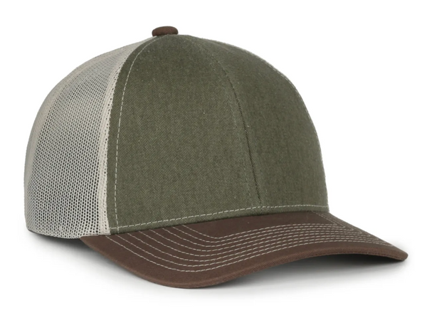 Outdoor Cap PDT20M Pigment Dyed Mesh Back with Custom Leather Patch