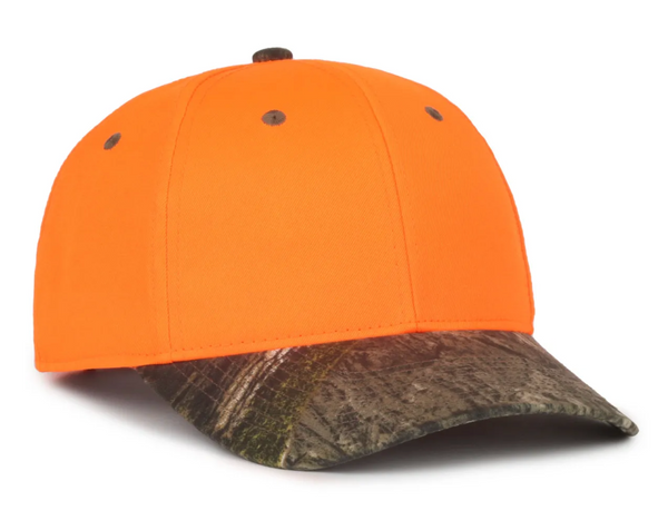 Outdoor Cap 202IS Blaze Orange Cap with Custom Leather Patch