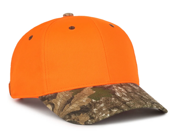 Outdoor Cap 202IS Blaze Orange Cap with Custom Leather Patch