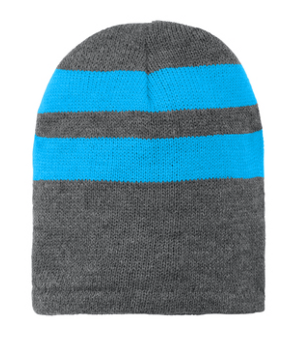 Embroidered Port & Company C922 Fleece Lined Striped Beanie Cap