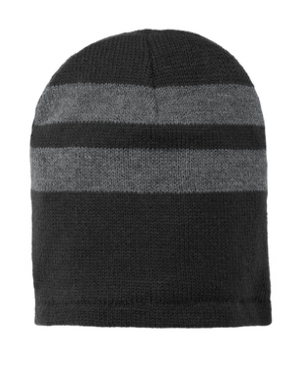 Embroidered Port & Company C922 Fleece Lined Striped Beanie Cap