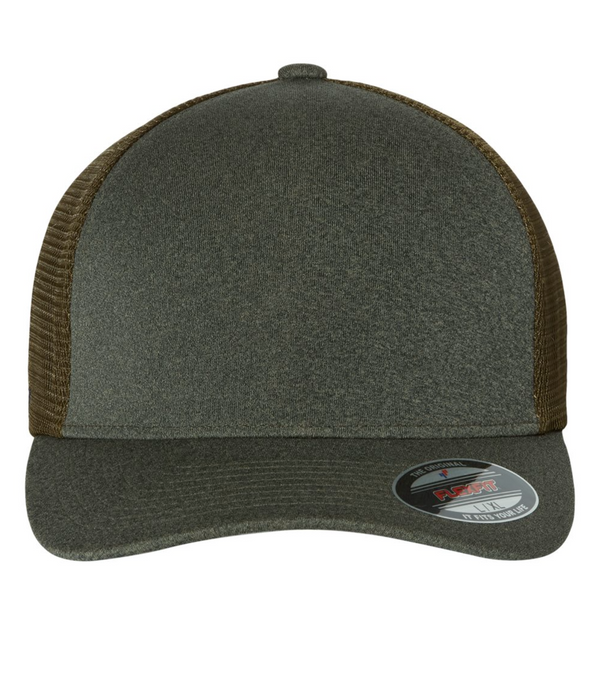 Flexfit 5511UP Unipanel Trucker Cap with Custom Leather Patch