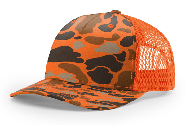 Richardson 112PFP Camo Five Panel Trucker with Custom Leather Patch