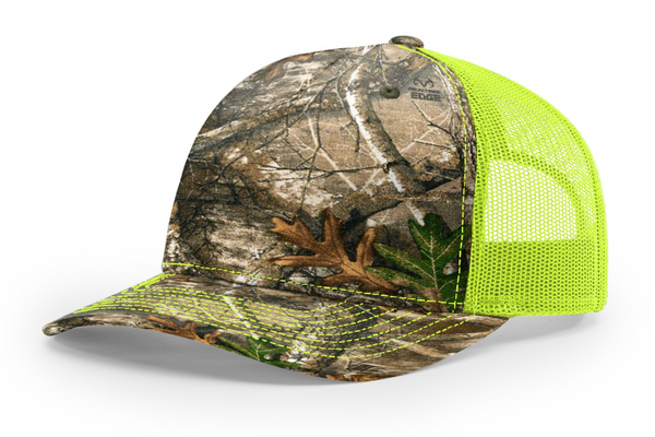 Richardson 112PFP Camo Five Panel Trucker with Custom Leather Patch