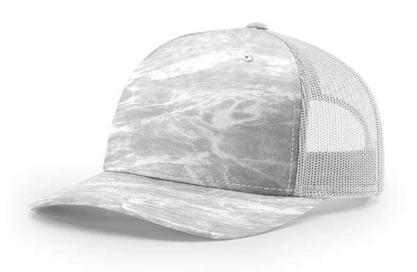 Richardson 112PFP Camo Five Panel Trucker with Custom Leather Patch